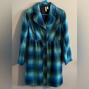 Susina Teal Blue Plaid Jacket M